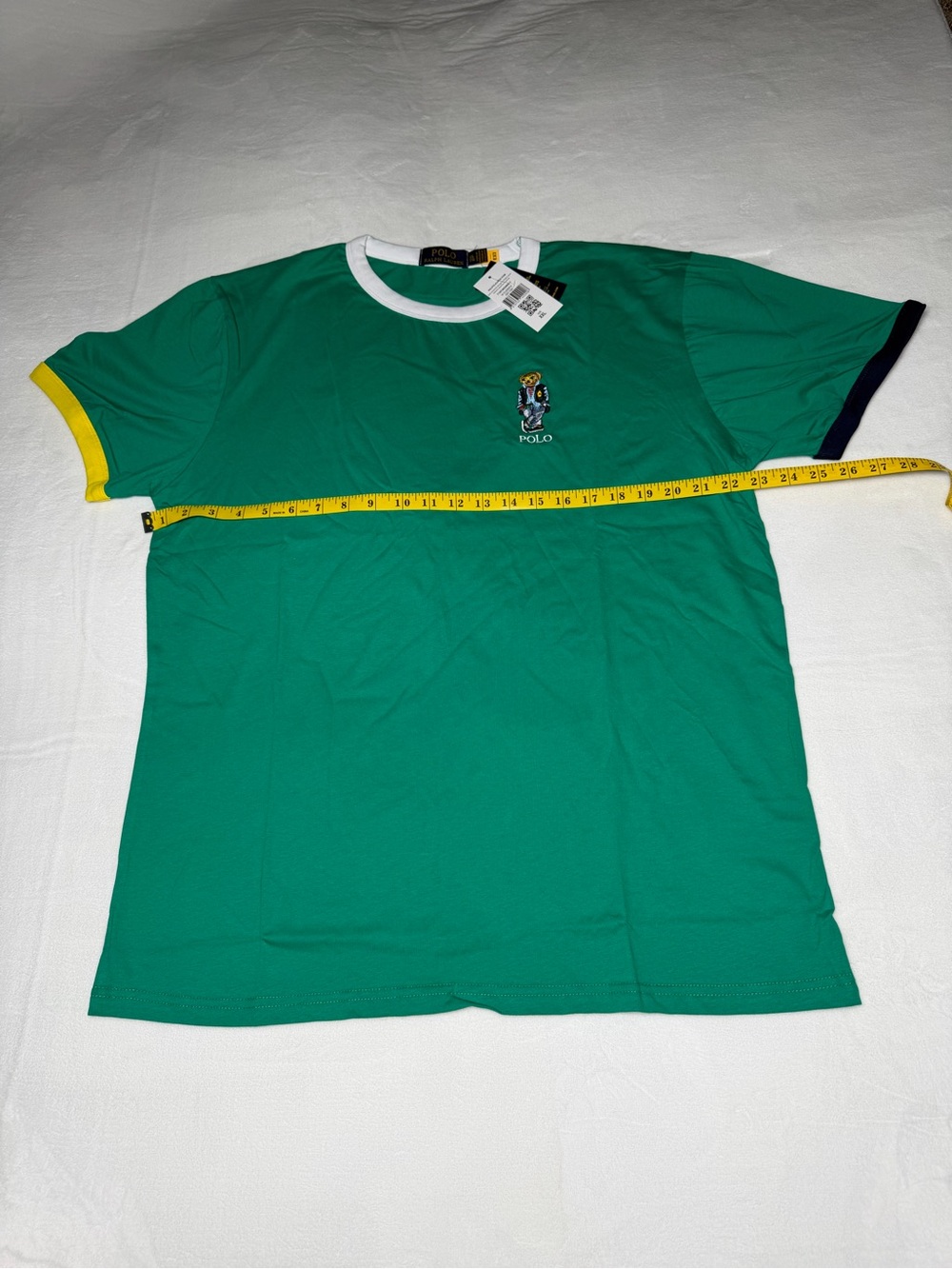 Polo by Ralph Lauren Green Ringer Tee with Multicolor Sleeve Accents